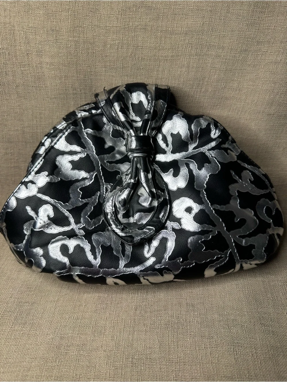 RARE Art to Wear Colini 80s Metallic Leather Clutch Purse